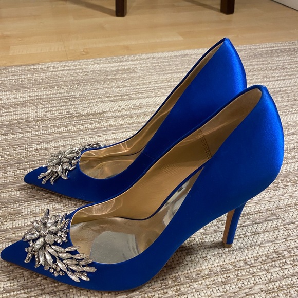 Badgley Mischka Royal blue with silver jewels heels. - Picture 2 of 5